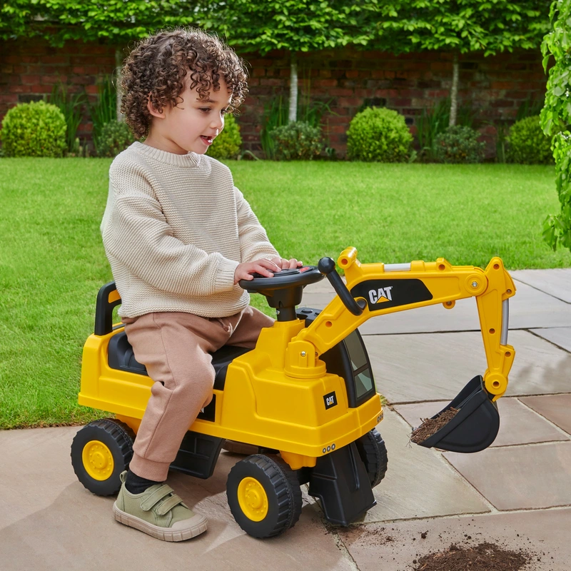 CAT Excavator Push-Along Ride On UK side view