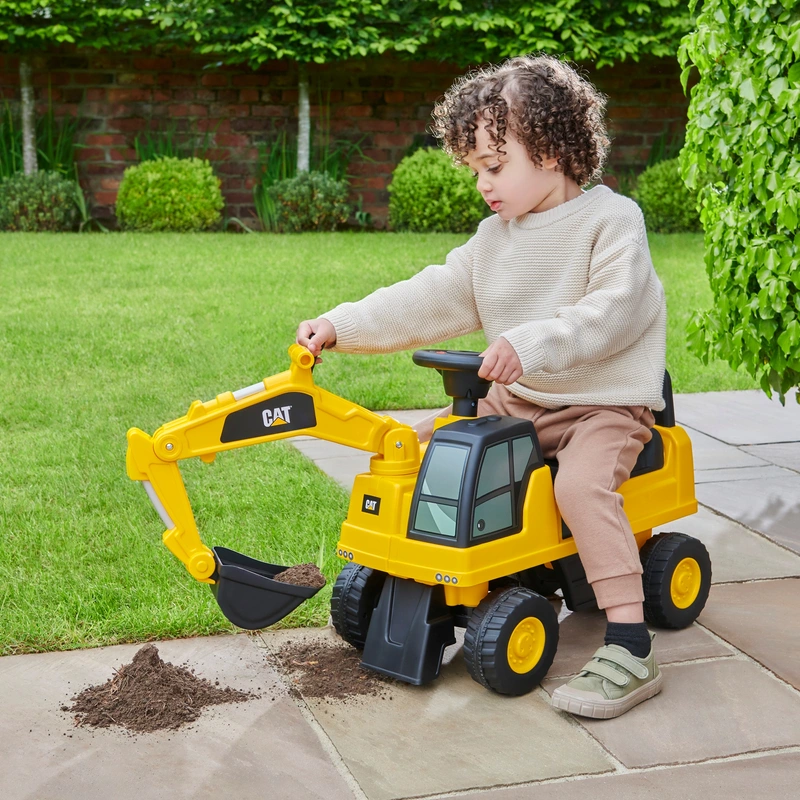 CAT Excavator Push-Along Ride On UK child operating shovel