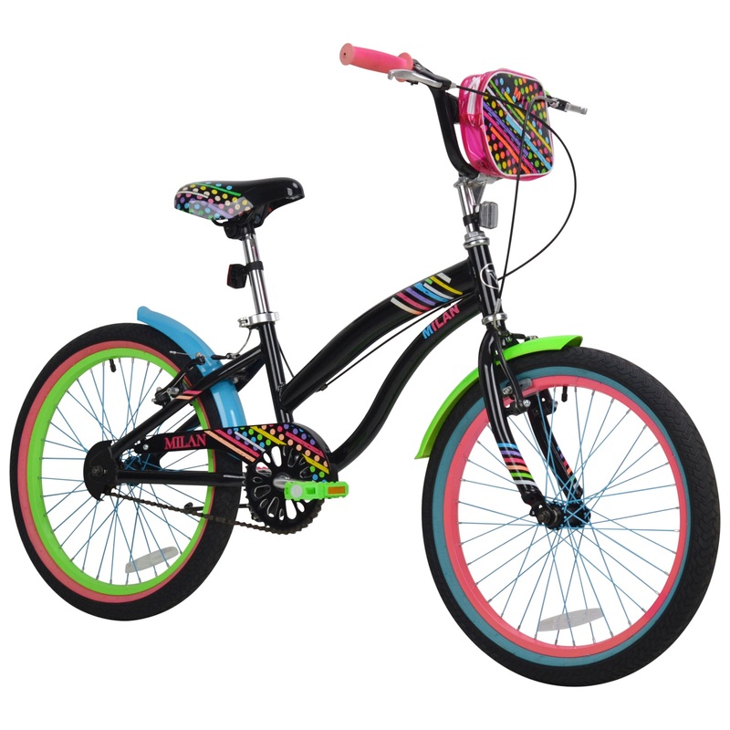 20 Inch Fiets Milan Neon Star Kinderfiets zwart/meerkleurig