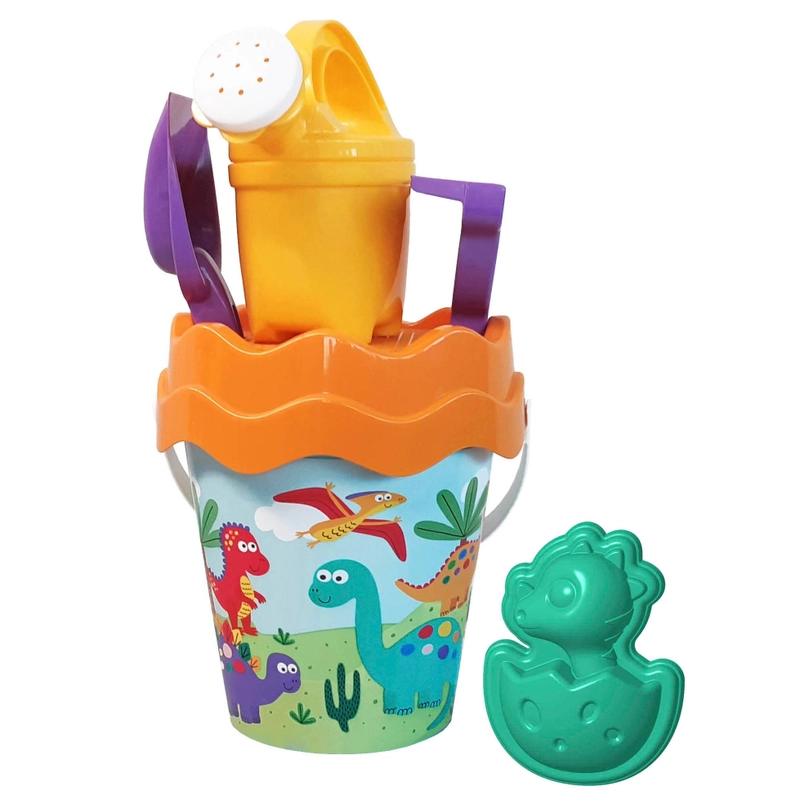 Dinosaur themed beach bucket and watering can UK