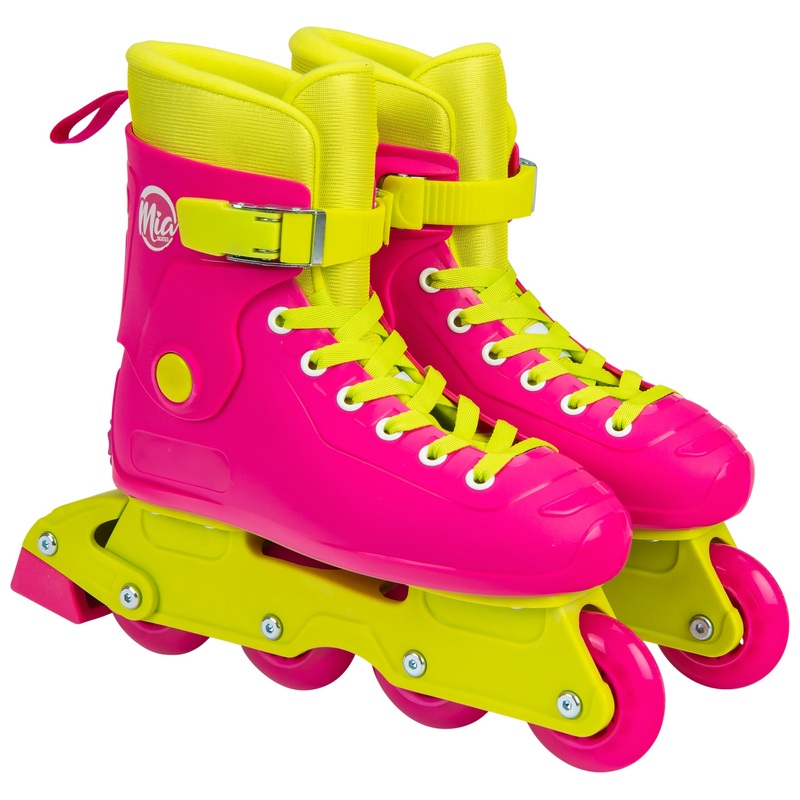 Paire de Rollers Mia Retro Taille 35-38 - Rose et Jaune