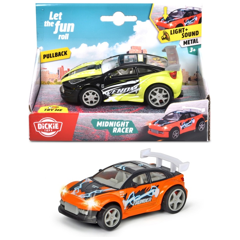 Dickie Toys Pull Back Auto Midnight Racer assorti