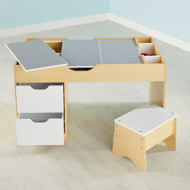 Build 'n' Store Houten Speeltafel met Opbergruimte en Kruk