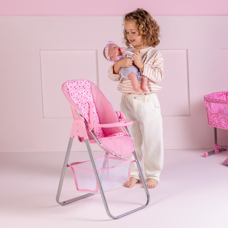 Hoge Poppenstoel voor Pop tot 45 cm roze