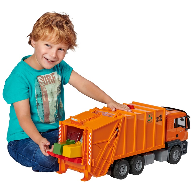 Bruder - Camion Poubelle MAN avec 2 Poubelles