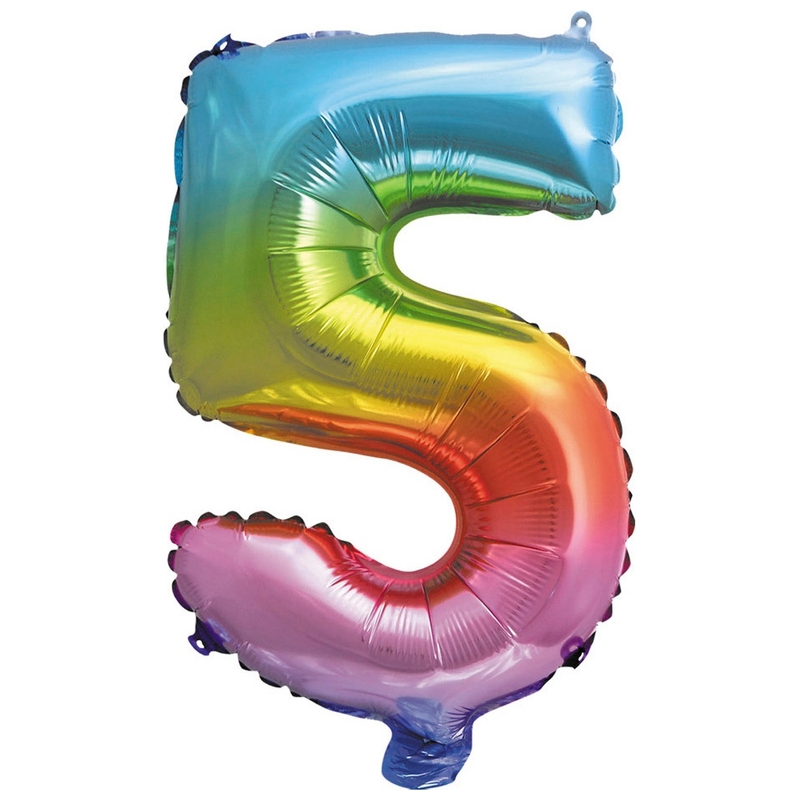 Ballon Hélium Arc-en-Ciel en forme de 5