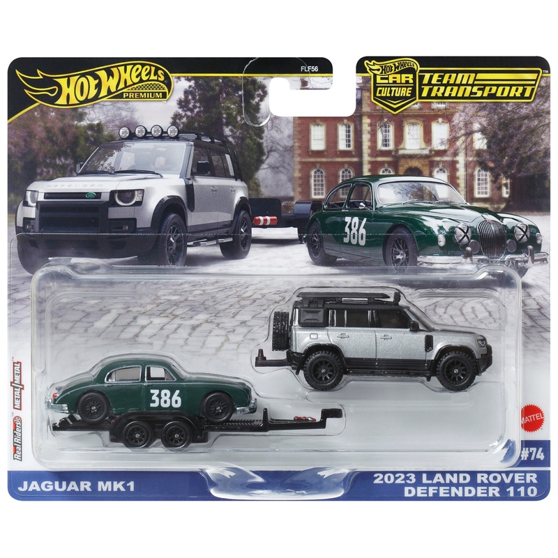 Hot Wheels Premium Team Transport Auto's Jaguar MK1 en 2023 Land Rover Defender Set 1:64