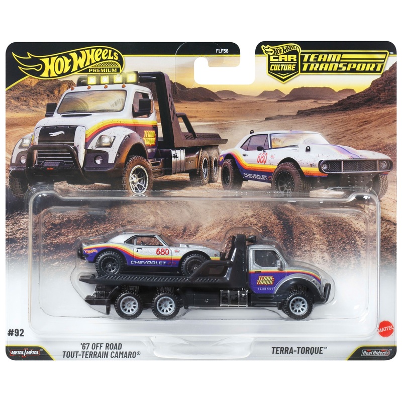 Hot Wheels Premium Team Transport '67 Off Road Tout-Terrain Camaro & Terra-Torque 2 Pack