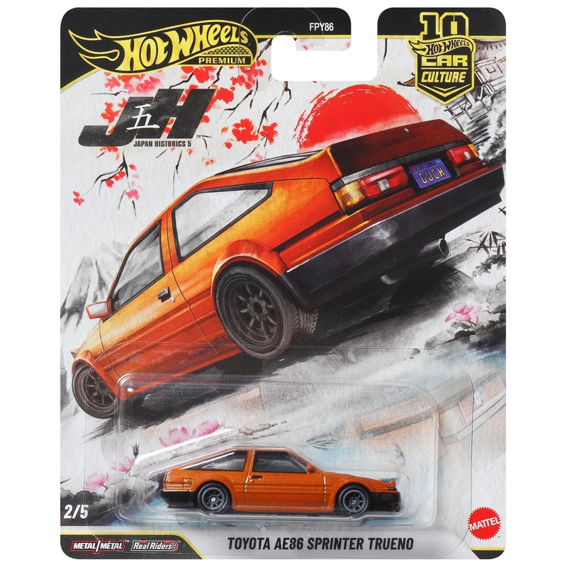 Hot Wheels Premium Car Culture Japan Historics Diecast Car Toyota AE86 Sprinter Trueno 1:64 Scale