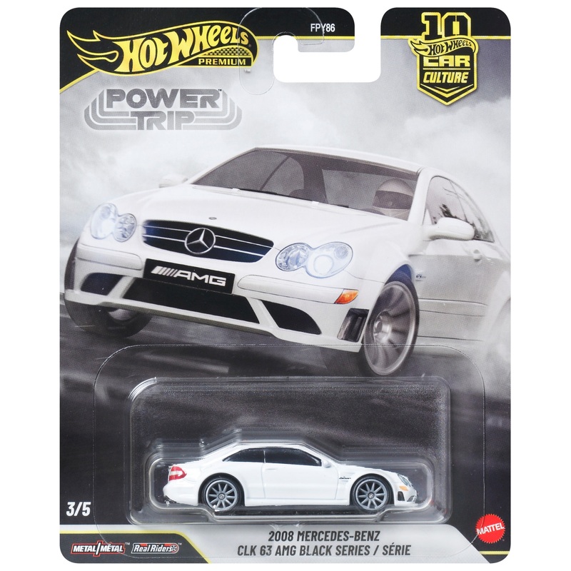 Hot Wheels Premium Power Trip 1:64 2008 Mercedes-Benz Clk 63 AMG Black Series Die-Cast Car