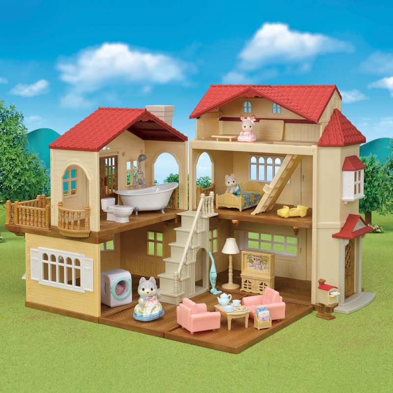 Sylvanian Families - La Grande Maison Éclairée avec Personnages et Mobiliers