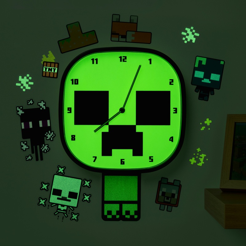 Minecraft Creeper Glow In The Dark Clock