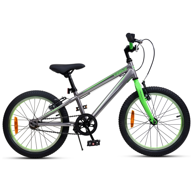 18 Inch Fiets Verve Ace Kinderfiets zilvergrijs/neongroen