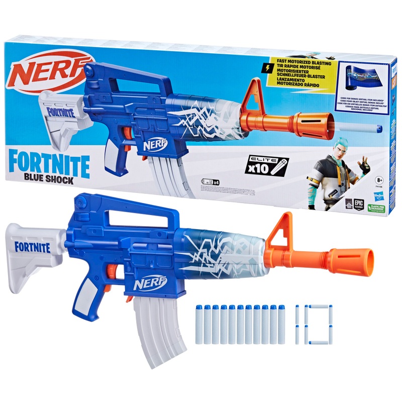 NERF Fortnite Blaster Blue Shock mit 10 Pfeilen | Smyths Toys Schweiz