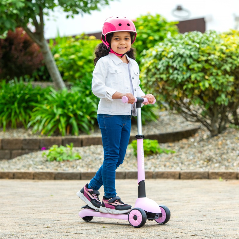 iSporter Kinderstep Deluxe Opvouwbare Step met 3 Wielen en LED Verlichting roze