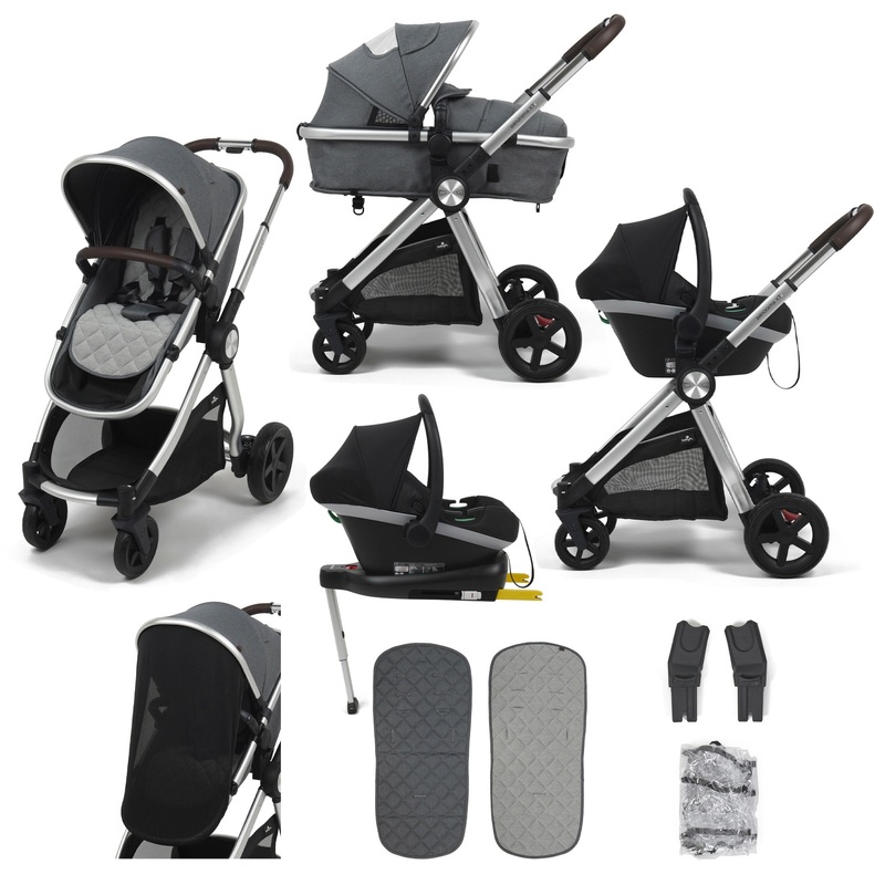 Babylo - Poussette Convertible Panorama avec Coque et Base Enfasafe i-Size - Gris