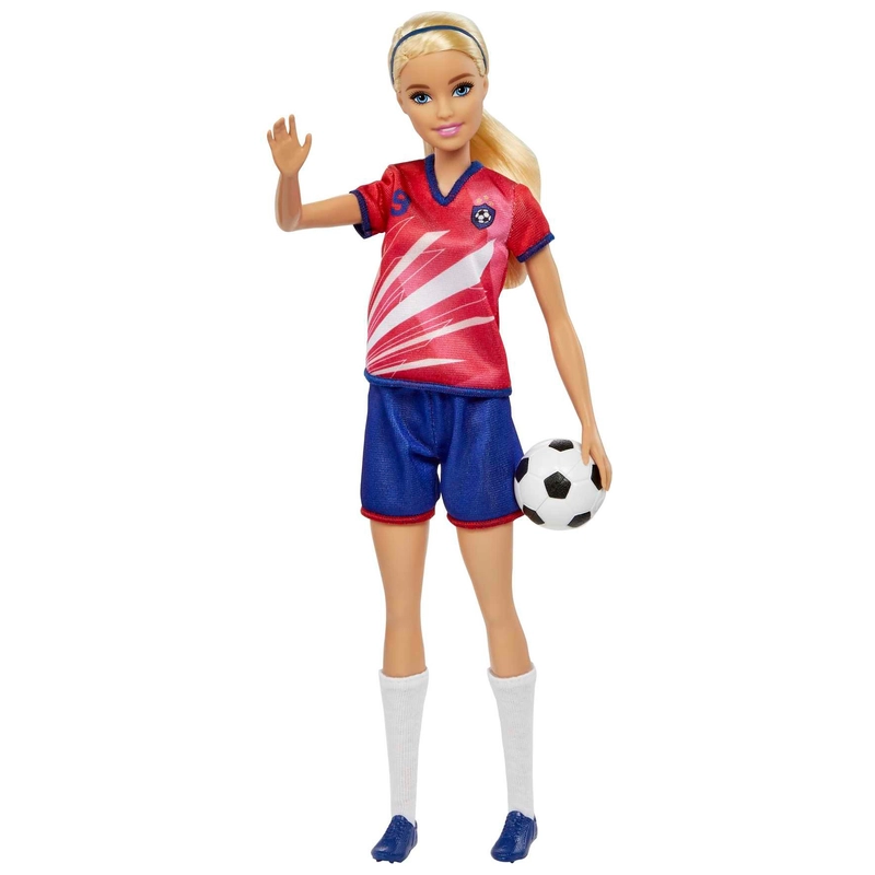 Detailed view of Barbie Football player outfit UK