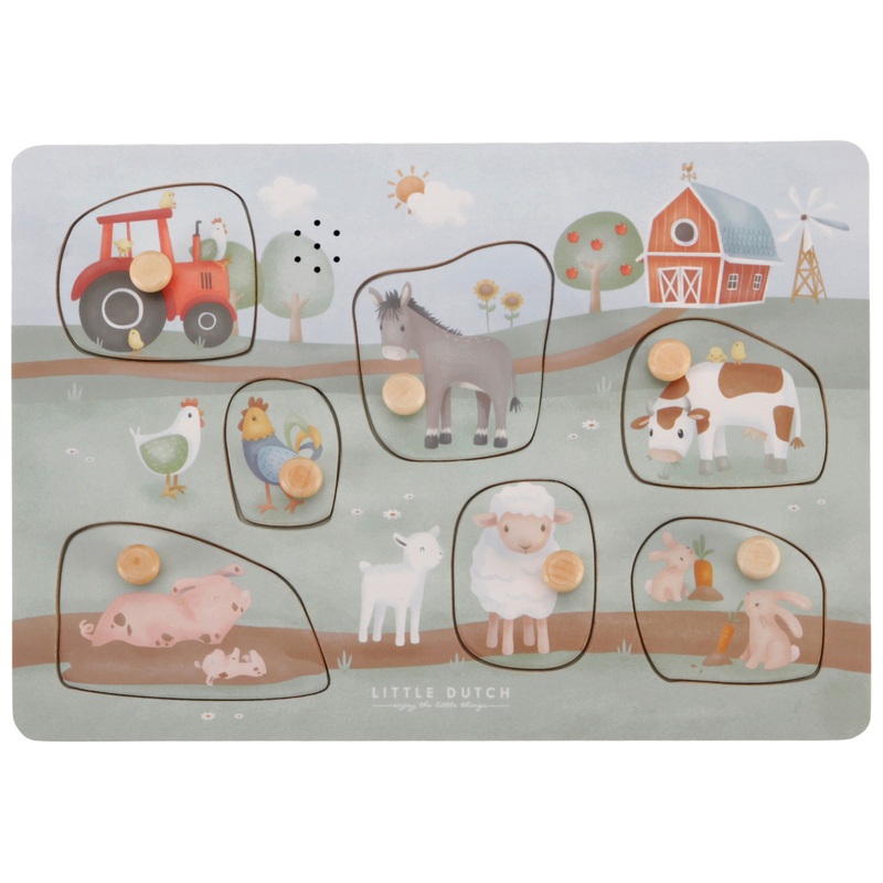 LIttle Dutch houten geluidenpuzzel Little Farm