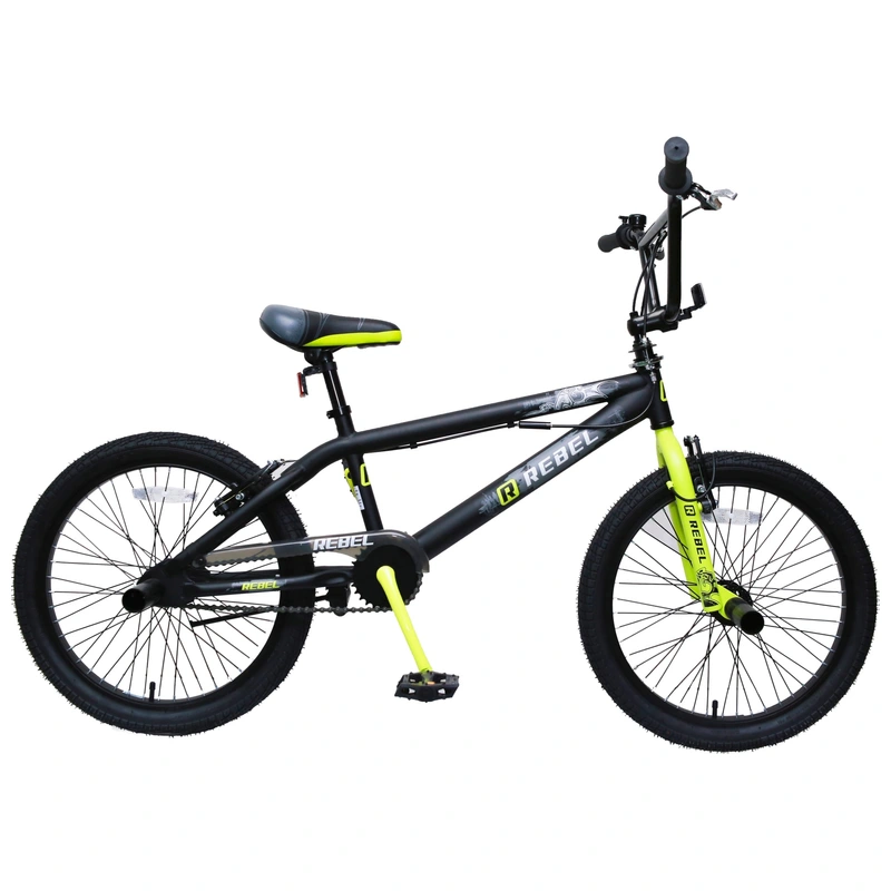20 Inch Rebel BMX bike in yellow studio shot