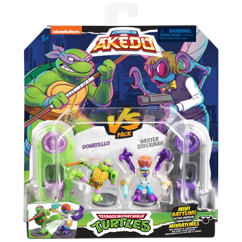 Akedo - Pack 2 Figurines Tortues Ninja Donatello VS Baxter Stockman