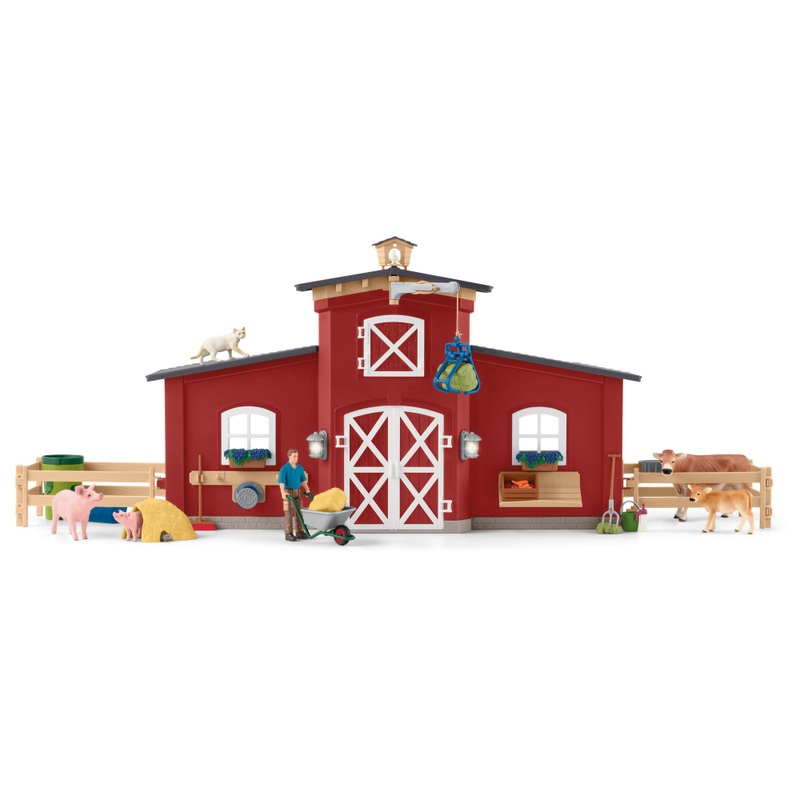 schleich Farm World 42606 Large Barn with Animals and Accessories Playset
