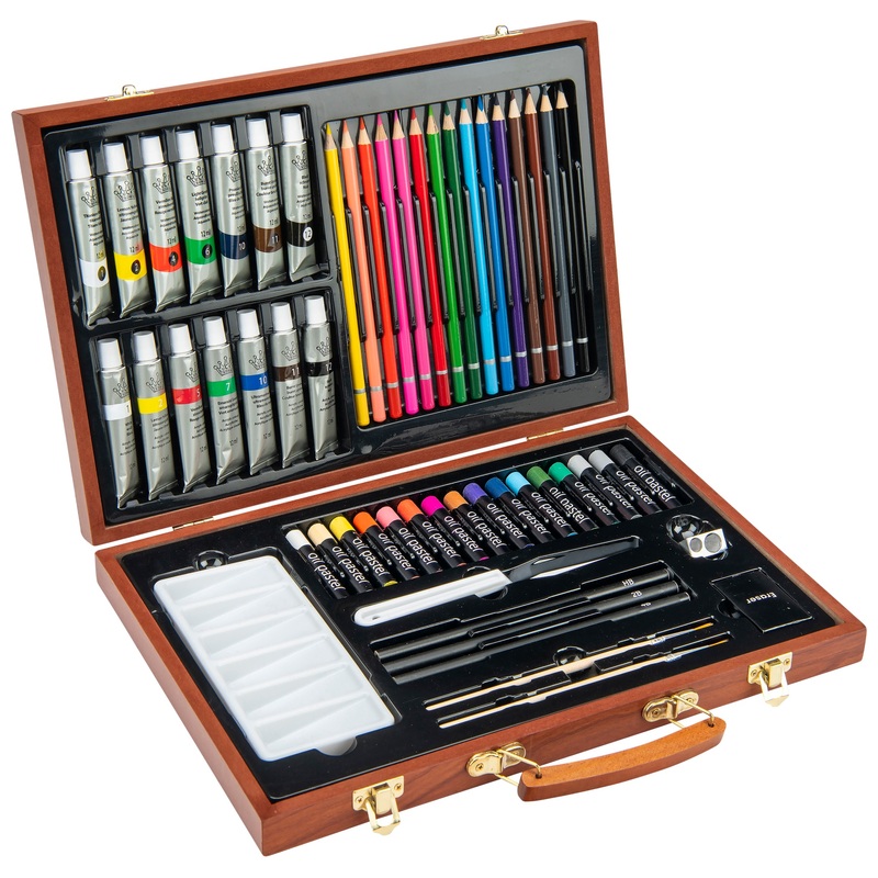 Crafty Co. Houten Tekenkoffer 55-delig