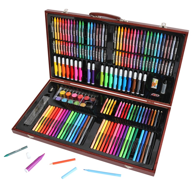 Crafty Co. Art Set Junior Houten Tekenkoffer 180-delig