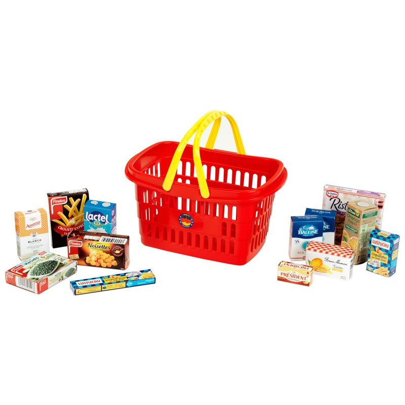 Panier de Courses en Plastique avec Double Anse pour Dinette 14 Pièces