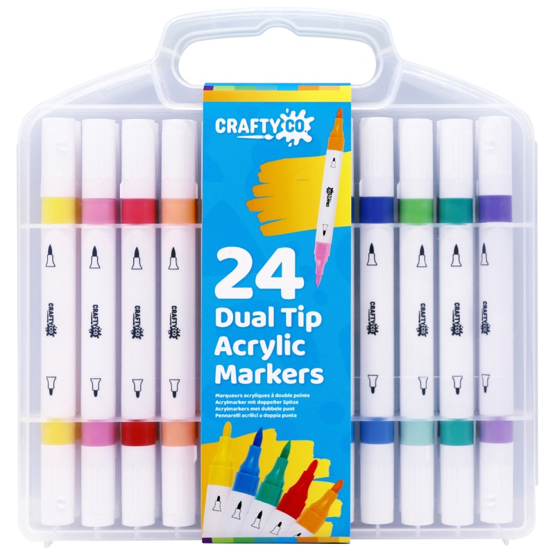 Crafty Co. Dual Tip Acryl Markers 24-Pack