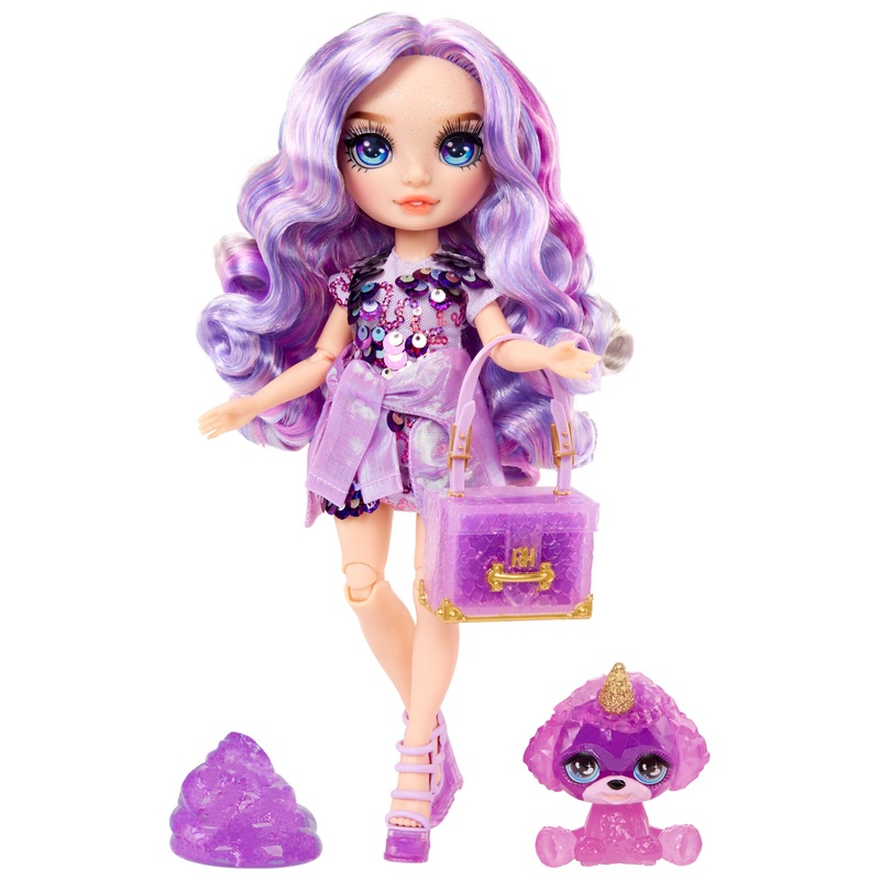 Rainbow High - Poupée Violet Willow avec Caniche Licorne et Slime