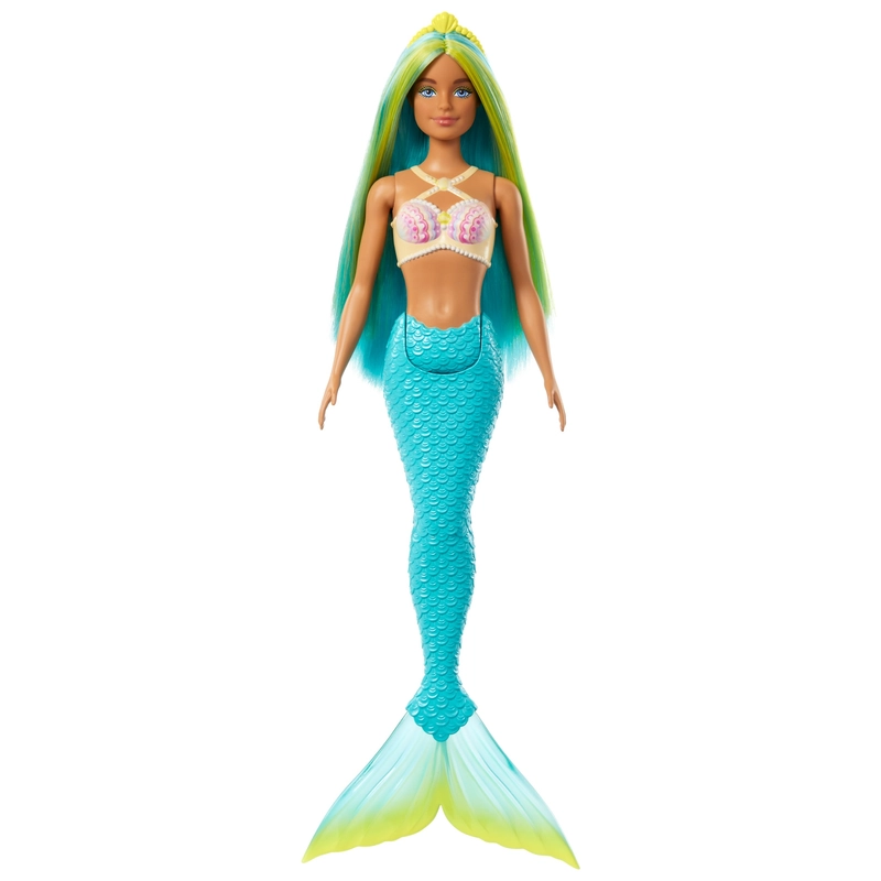 Barbie Dreamtopia Mermaid Green Hair UK close up on tail