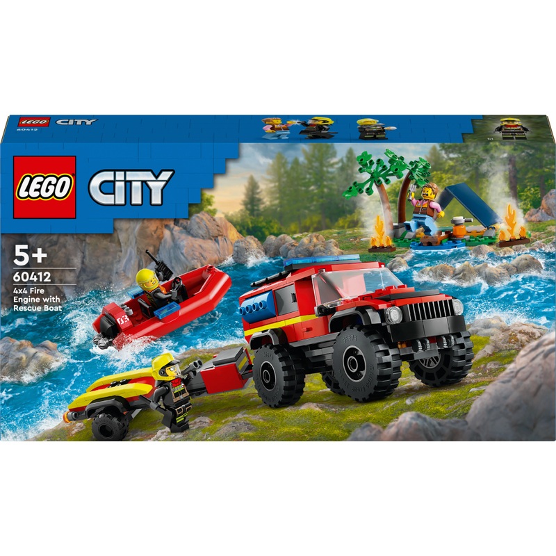 LEGO City 60412 Le Camion de Pompiers 4x4 et le Canot de Sauvetage