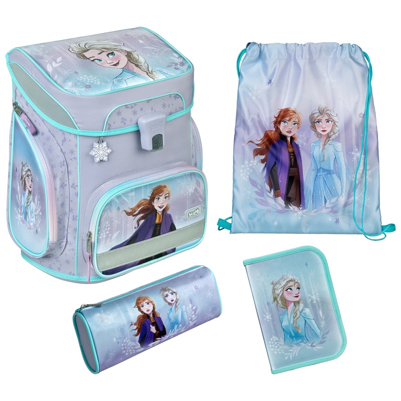 Scooli EasyFit Disney Frozen Schulranzen Set Eiskönigin silber/blau
