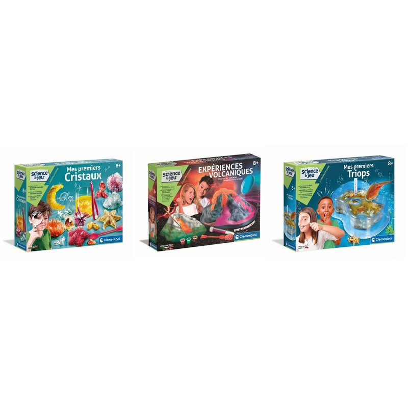 Science et Jeu - Lot 3 Jeux Scientifiques : Bundle Cristaux + Volcan + Triops