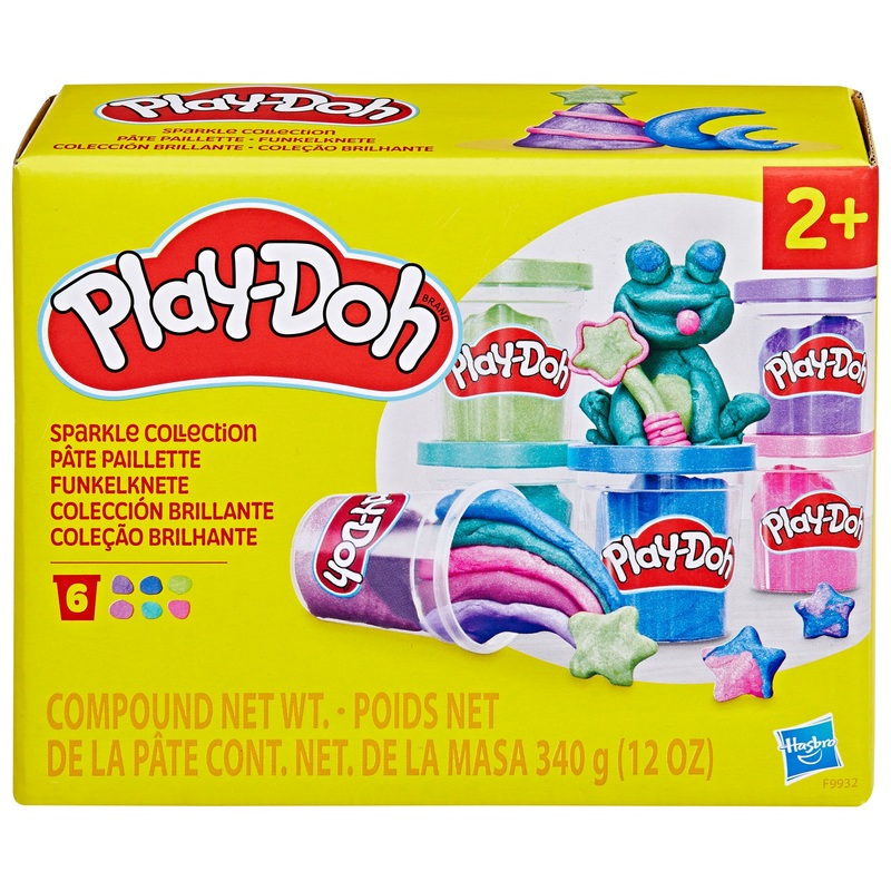 Play-Doh - Coffret 6 Pots Pâte à Modeler Pailletée