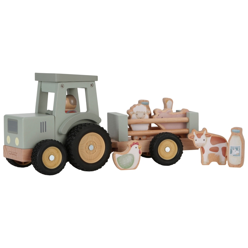 Little Dutch Houten Tractor met Trailer Little Farm