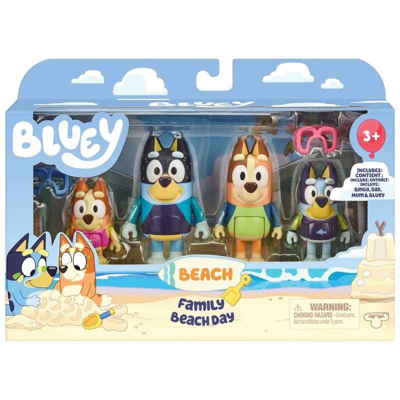 Bluey - La Famille à La Plage Coffret 4 Figurines