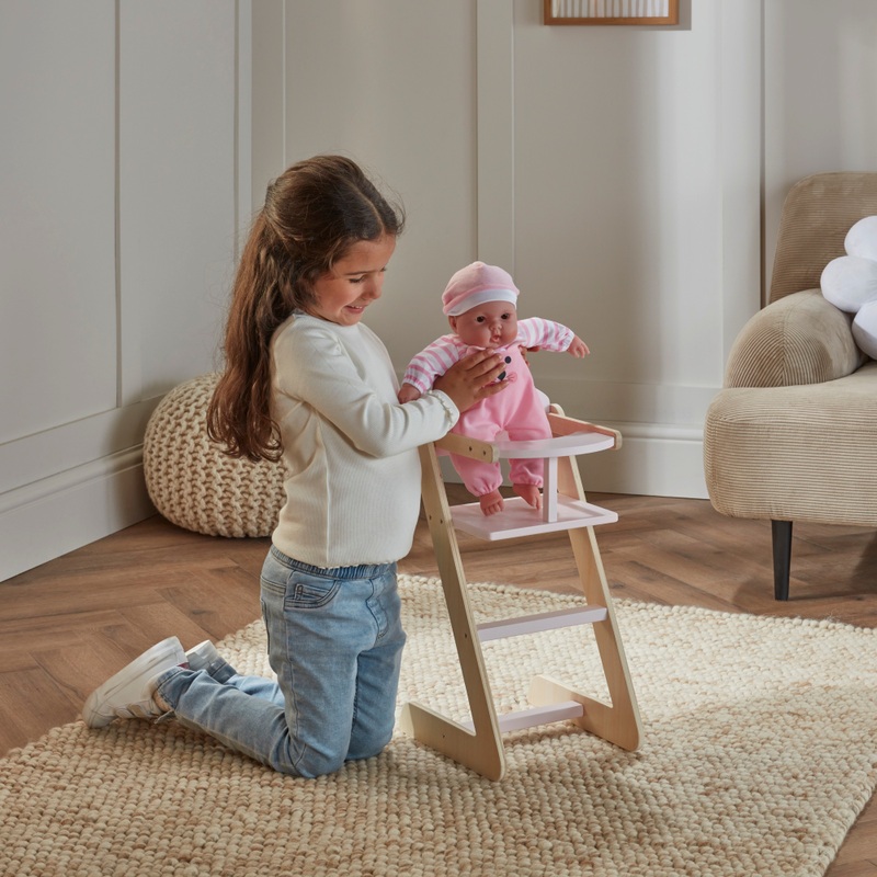 Dimples Houten Kinderstoel voor Poppen roze