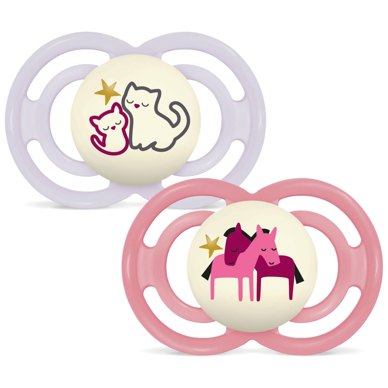 MAM Fopspeen 6-16 Maanden Siliconen Maat 2 Perfect Night Set van 2 Glow-in-the-Dark assorti