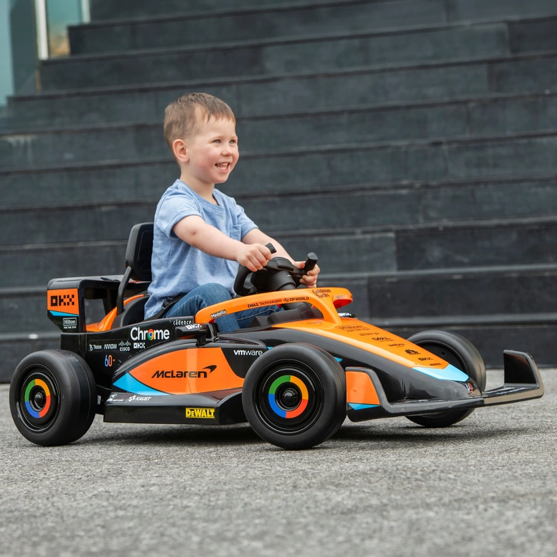 Side profile of McLaren F1 electric toy car