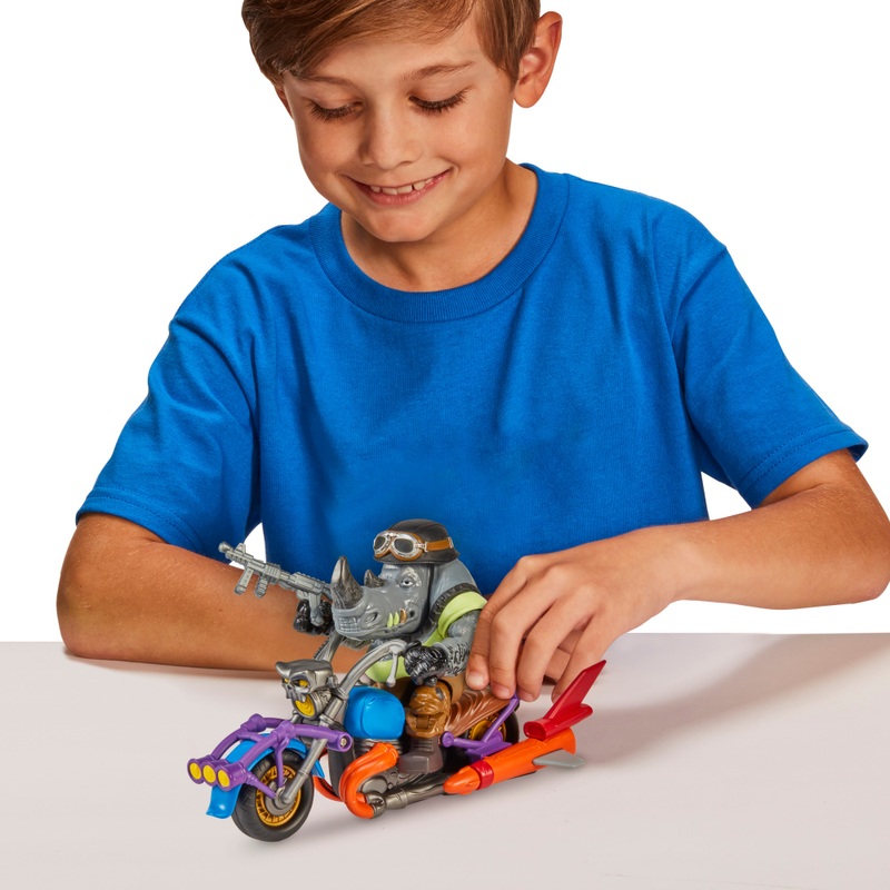 Tortues Ninja - Véhicule Deluxe et Figurine Rocksteady 12 cm