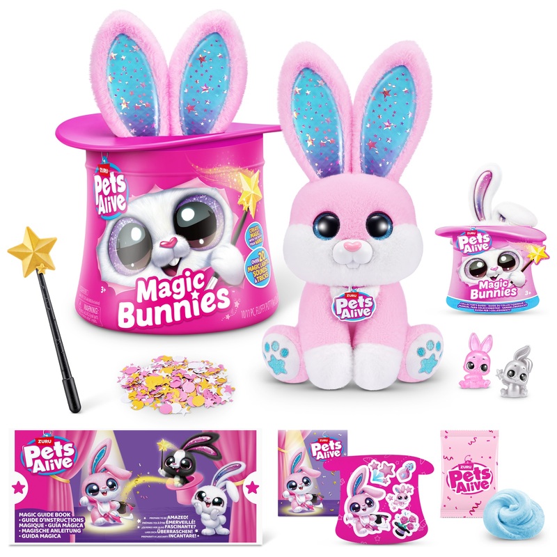 Pets Alive Toverhoed Magic Bunnies Interactieve Knuffel Candy roze
