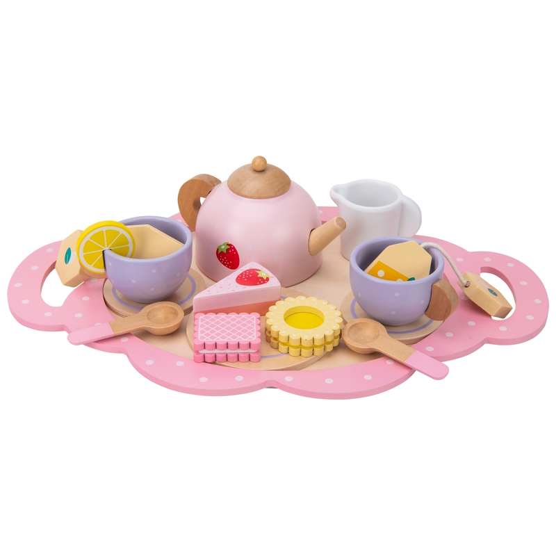 Keukenhoek Houten Theeset roze