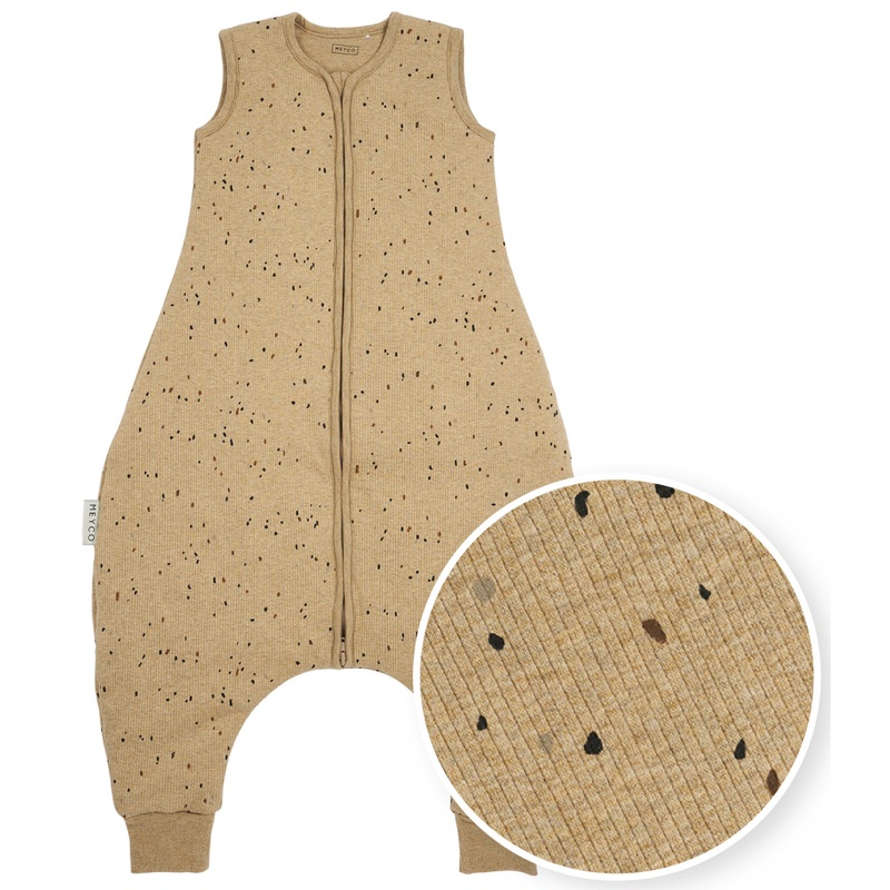 Meyco Baby Winter Slaapoverall Rib Mini Spot Jumper Slaapzak Maat 104 toffee melange