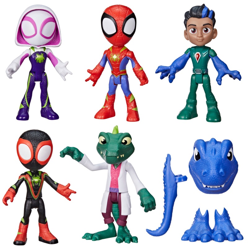 Marvel Spidey en Zijn Geweldige Vriendjes Dino-Webs Figuren Dino-Helden en Hagedis 6-Pack