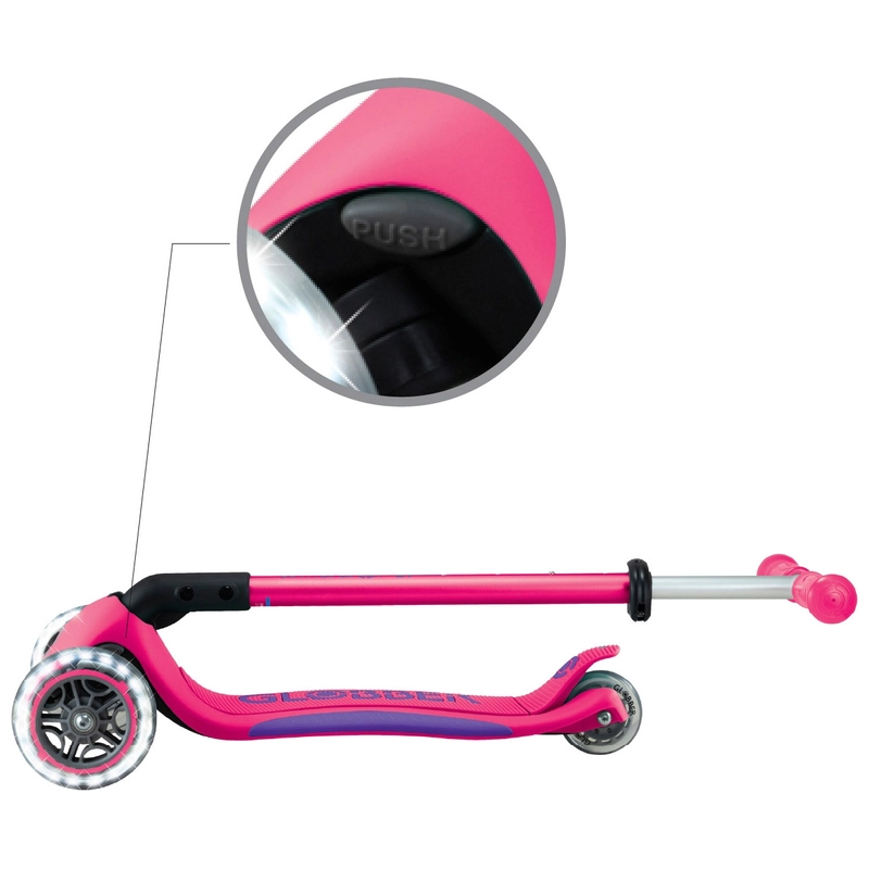 Adjustable T-bar height feature Pink scooter