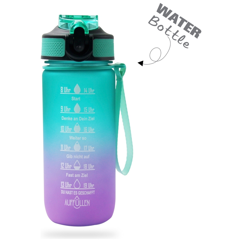 Trinkflasche mit Markierungen 500 ml mint/lila