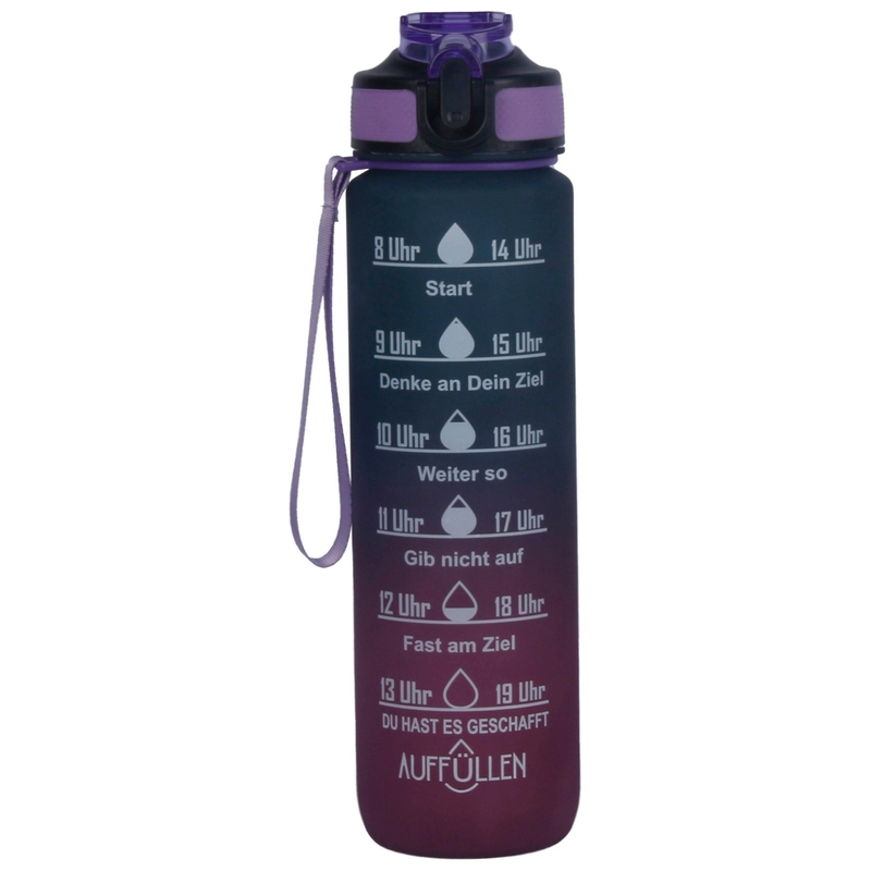 Trinkflasche mit Markierungen 1.000 ml blau/lila