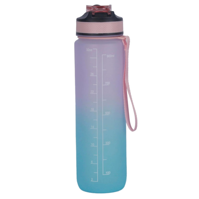 Trinkflasche mit Markierungen 1.000 ml rosa/türkis