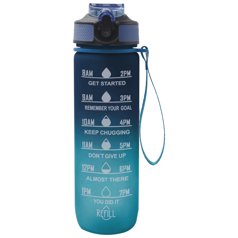 Waterfles met Markeringen 1 l blauw